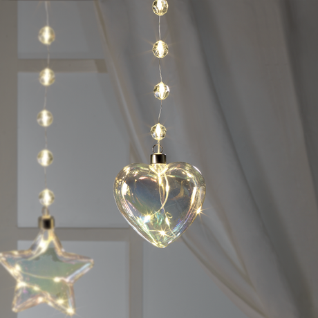 MASCAGNI CASA Cuore in Vetro con Luci LED da Appendere 12,5cm
