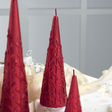 MASCAGNI CASA Candela Cono Decorata 20cm Decori in Rilievo Rosso