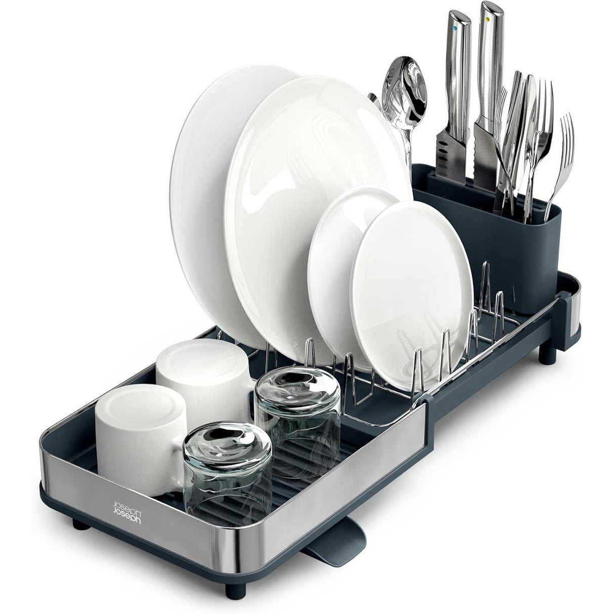 JOSEPH JOSEPH Slim Scolapiatti Espandibile e Portaposate in Acciaio Inox