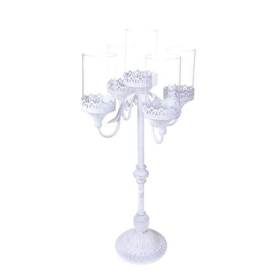 BIANCHI DINO Candeliere Candelabro in Metallo 5 Punte 72,5cm Bianco