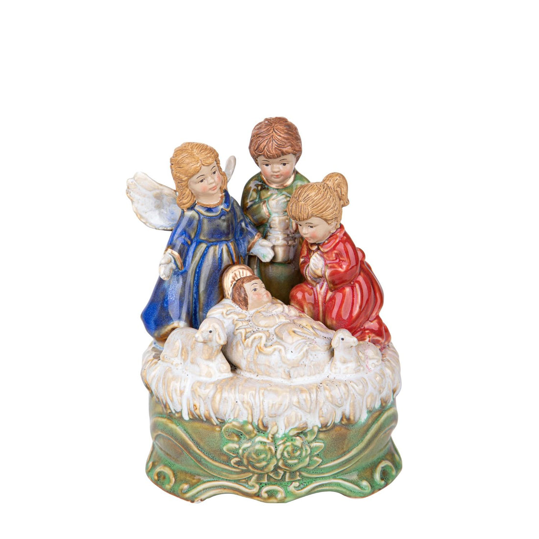 BIANCHI DINO Angelo con Bambini Carillon Decorazione Natalizia 25cm Porcellana