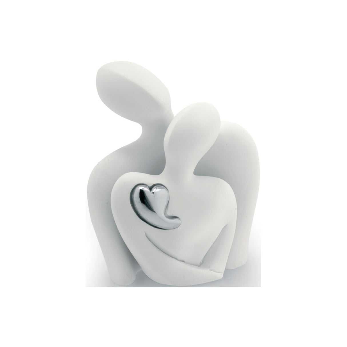 BONGELLI PREZIOSI Figura Statua Innamorati Cuore 10cm Bianco Marmorino