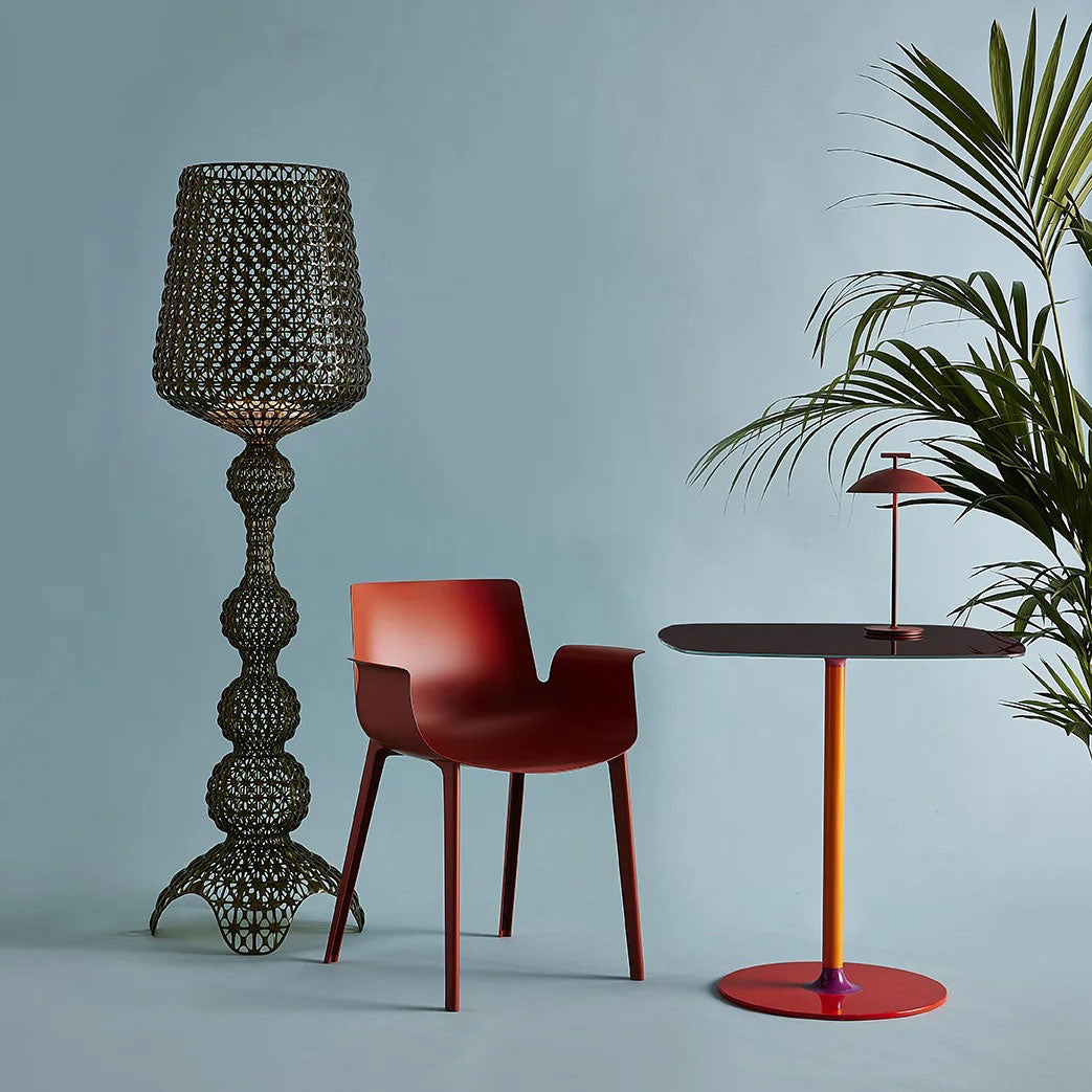 KARTELL Mini Geen-A Battery Version Lampada da Tavolo Rosso Mattone 36,5cm Acciaio