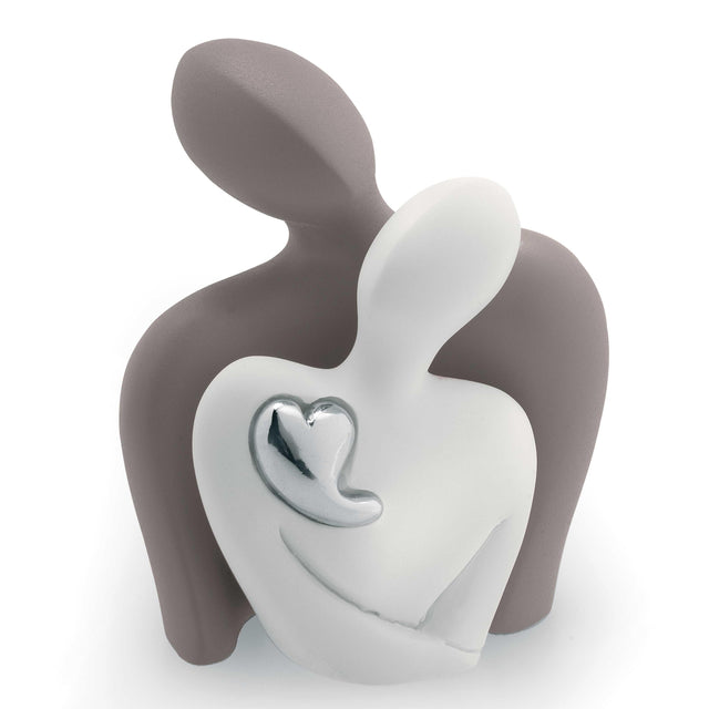 BONGELLI PREZIOSI Figura Statua Innamorati Cuore 10cm Bianco Tortora Marmorino