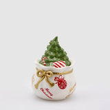 EDG Enzo De Gasperi Contenitore Scatola Sacco con Pino 20x14cm Ceramica Decorazione Natalizia