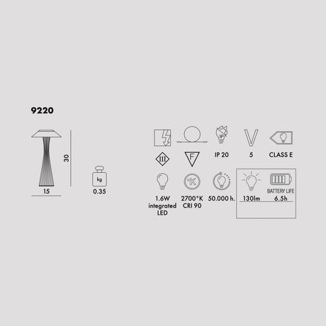 KARTELL Space Indoor Lampada da Tavolo Oro 30cm PMMA