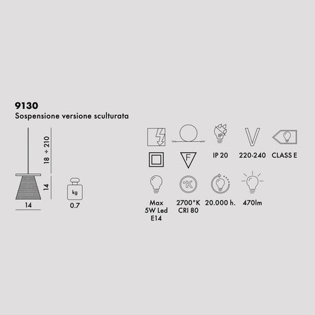 KARTELL Light-Air Lampada a Sospensione Lampadario Trasparente 14x14cm Policarbonato 2.0