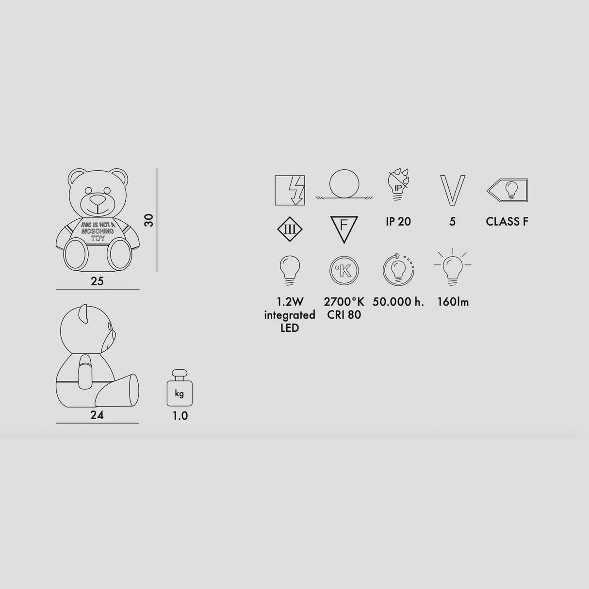 KARTELL Toy Moschino Lampada da Tavolo Marrone Bianco 30x25cm