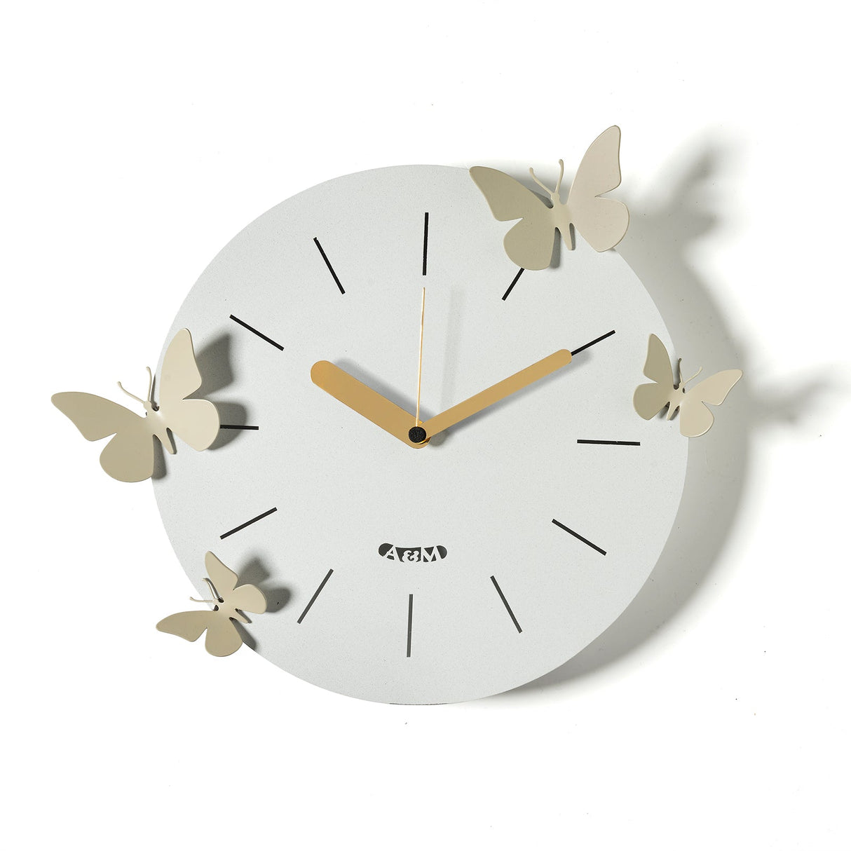 ARTI & MESTIERI Orologio Con Farfalle Battito D'Ali Cenere Crema 30x30cm