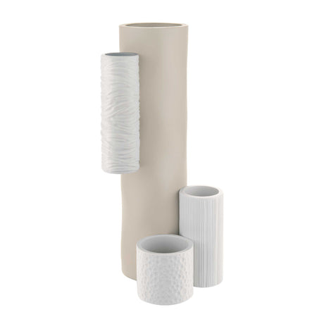 BONGELLI PREZIOSI Vaso Modular in Marmorino Bianco Nocciola 34cm