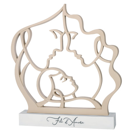 BONGELLI PREZIOSI Natività Famiglia Fili d'Amore 28x30cm Nocciola Base Bianca