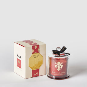 Candela profumata Goldlily EDG in cera rossa e contenitore in vetro 13 cm