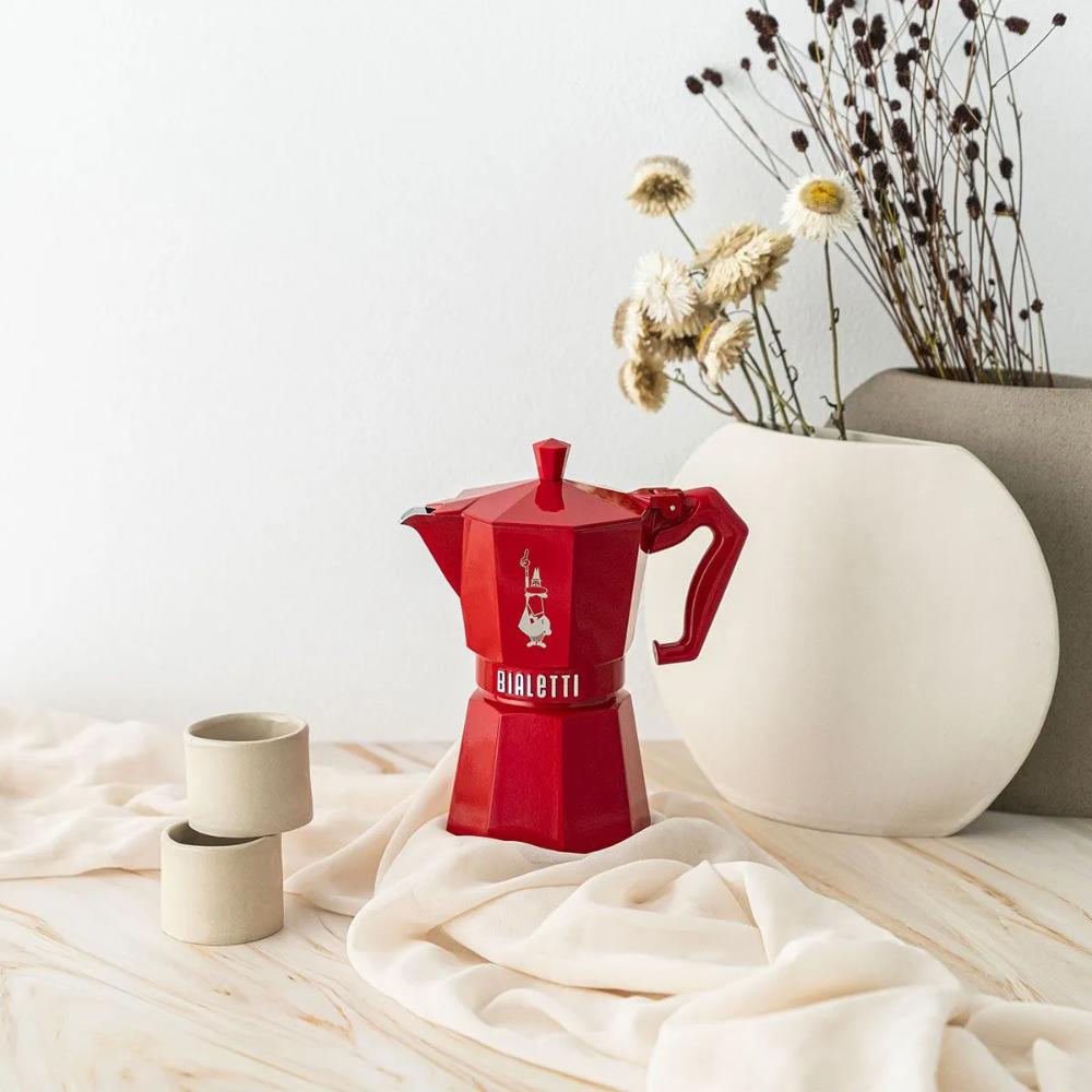 BIALETTI Exclusive Red Moka Coffee Maker 6 Cups Red Aluminium