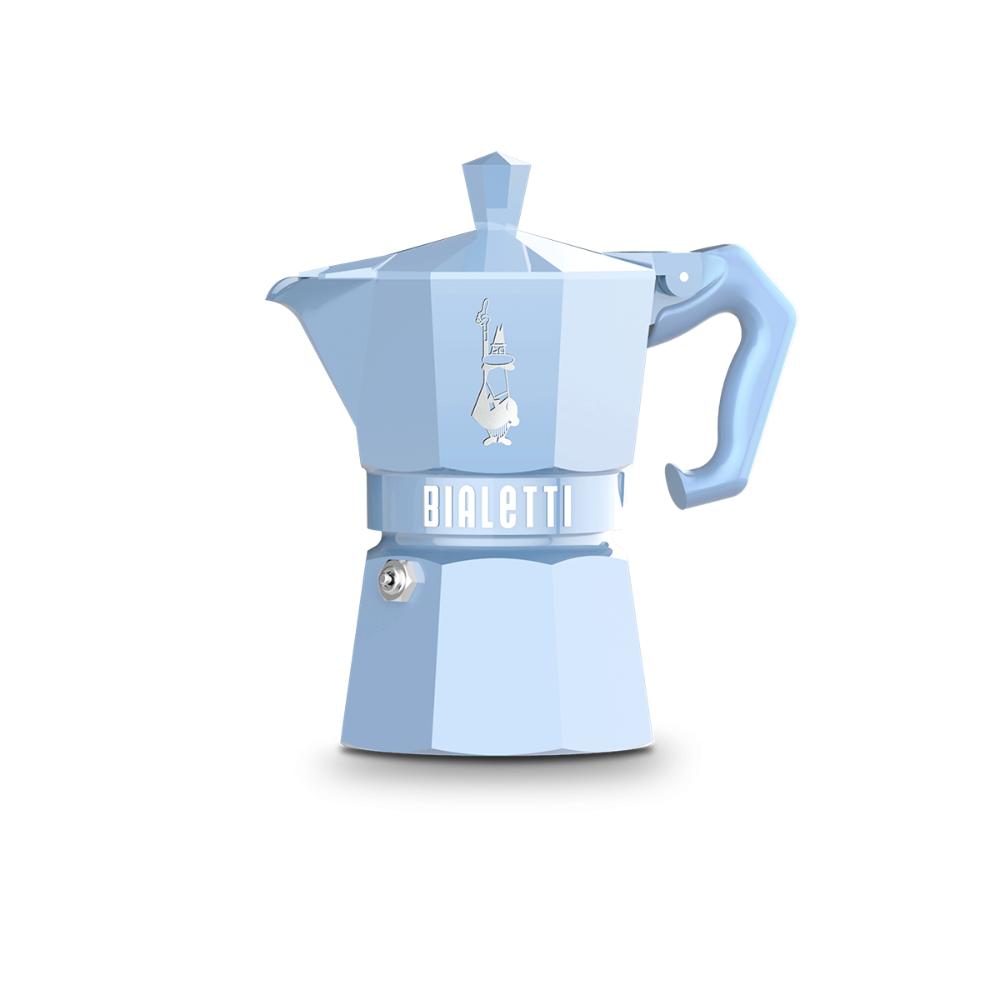 BIALETTI Caffettiera Moka Exclusive Light Blue 3 Tazze Alluminio Azzurro