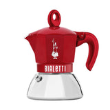 BIALETTI Caffettiera Moka Exclusive Induction Red 2 Tazze Induzione Alluminio Acciaio