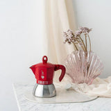 BIALETTI Caffettiera Moka Exclusive Induction Red 2 Tazze Induzione Alluminio Acciaio