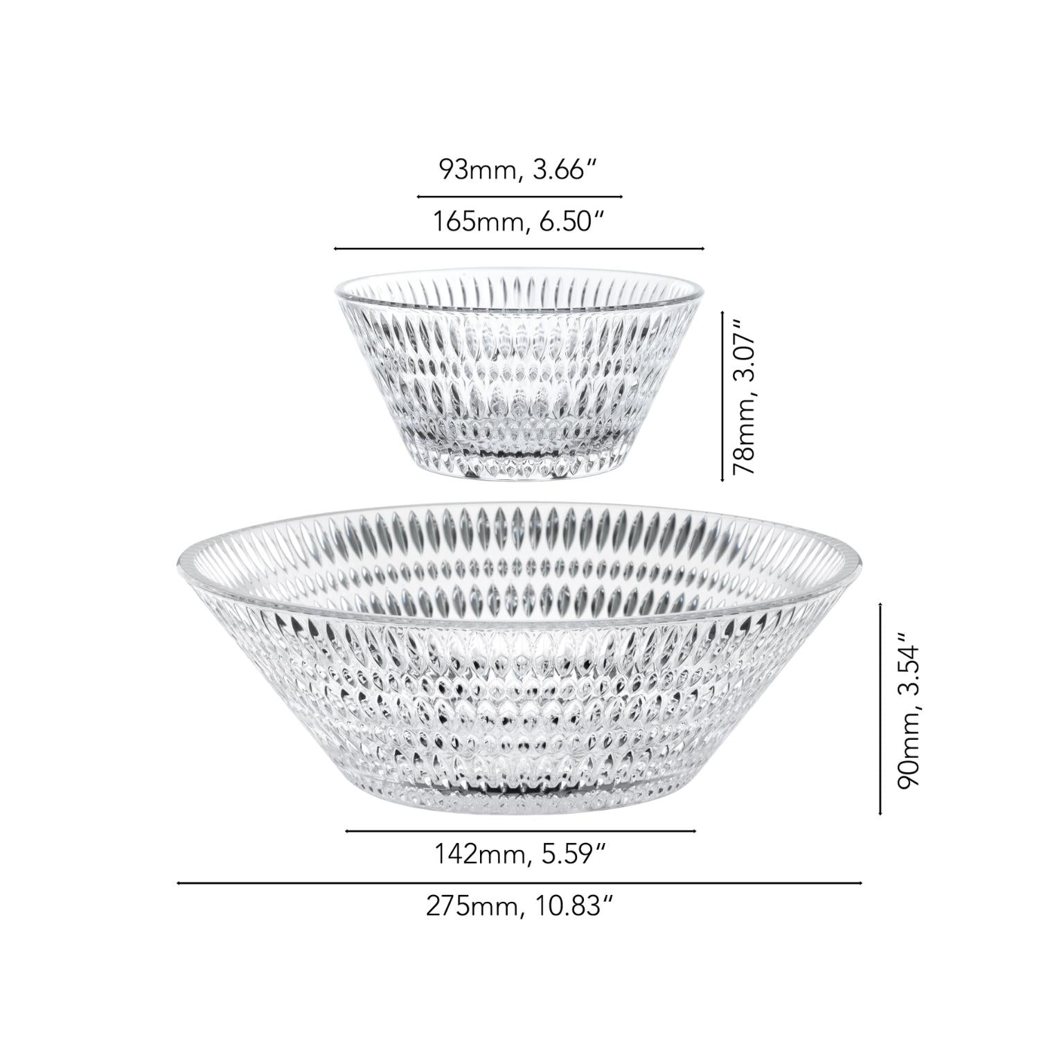 NACHTMANN Ethno Set 3 Ciotole Coppe Insalatiere 16,5/27,5cm Cristallo