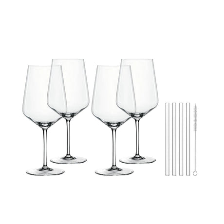 NACHTMANN Set 4 Calici Bicchieri da Spritz Cocktail Cristallo 640ml con 4 Cannucce in Vetro
