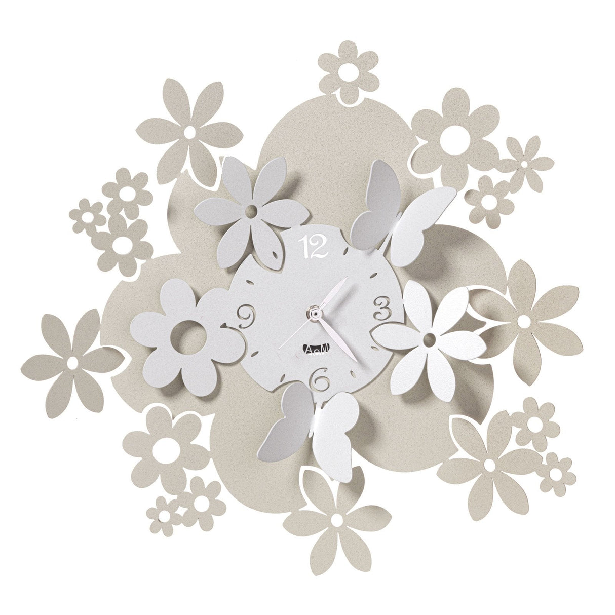 ARTI & MESTIERI Orologio da Parete Particolare con Fiori Daisy Avorio E Bianco Marmo