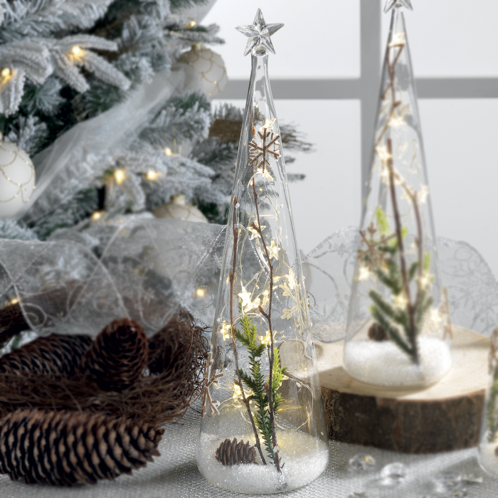 MASCAGNI CASA Abete Albero di Natale in Vetro con LED 33cm Pino