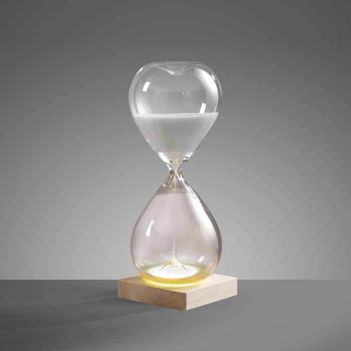 MASCAGNI CASA Hourglass with Bicolor LED in Glass with Wooden Base 27cm 30min