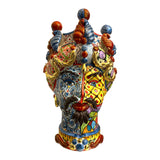 VERUS Sicily Art Testa di Moro Uomo Colorata 40cm Vaso Siciliano Ceramica di Caltagirone