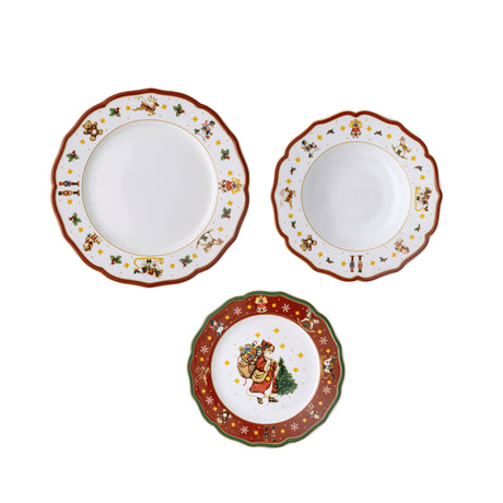 HUTSCHENREUTHER Happy Wintertime Christmas Servizio Tavola Piatti 18 Pezzi Porcellana