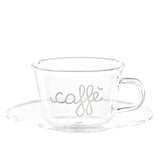 SIMPLE DAY Tazza Caffè con Piattino Set 2 Pezzi 100ml Vetro