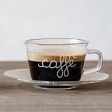 SIMPLE DAY Tazza Caffè con Piattino Set 2 Pezzi 100ml Vetro