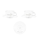 SIMPLE DAY Tazza Caffè con Piattino Set 2 Pezzi 100ml Vetro