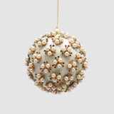 EDG Enzo De Gasperi Addobbo Pallina Sfera di Natale Elizabeth 10cm Velluto Bianco