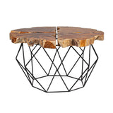 BIZZOTTO Adanya Tavolino Legno Radice Teak con Struttura in Acciaio 80x40cm