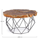 BIZZOTTO Adanya Tavolino Legno Radice Teak con Struttura in Acciaio 80x40cm
