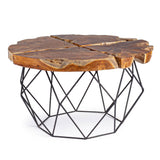 BIZZOTTO Adanya Coffee Table in Teak Root Wood with Steel Structure 80x40cm