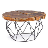 BIZZOTTO Adanya Tavolino Legno Radice Teak con Struttura in Acciaio 80x40cm