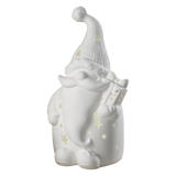 MASCAGNI CASA Santa Claus with LED Christmas Decoration 20cm White Ceramic