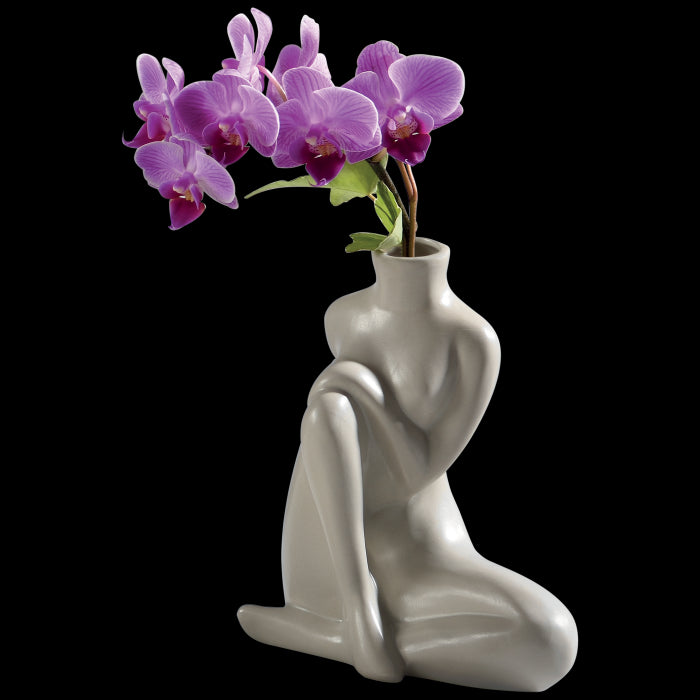 MASCAGNI CASA Vaso Ceramica Raffigurazione Donna Colore Grigio H. 15cm 20DO1803