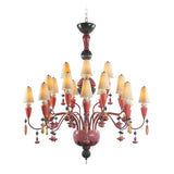 LLADRO' Chandelier Ivy e Seed 20 Luci Medio Rosso Corallo 138x115cm Porcellana