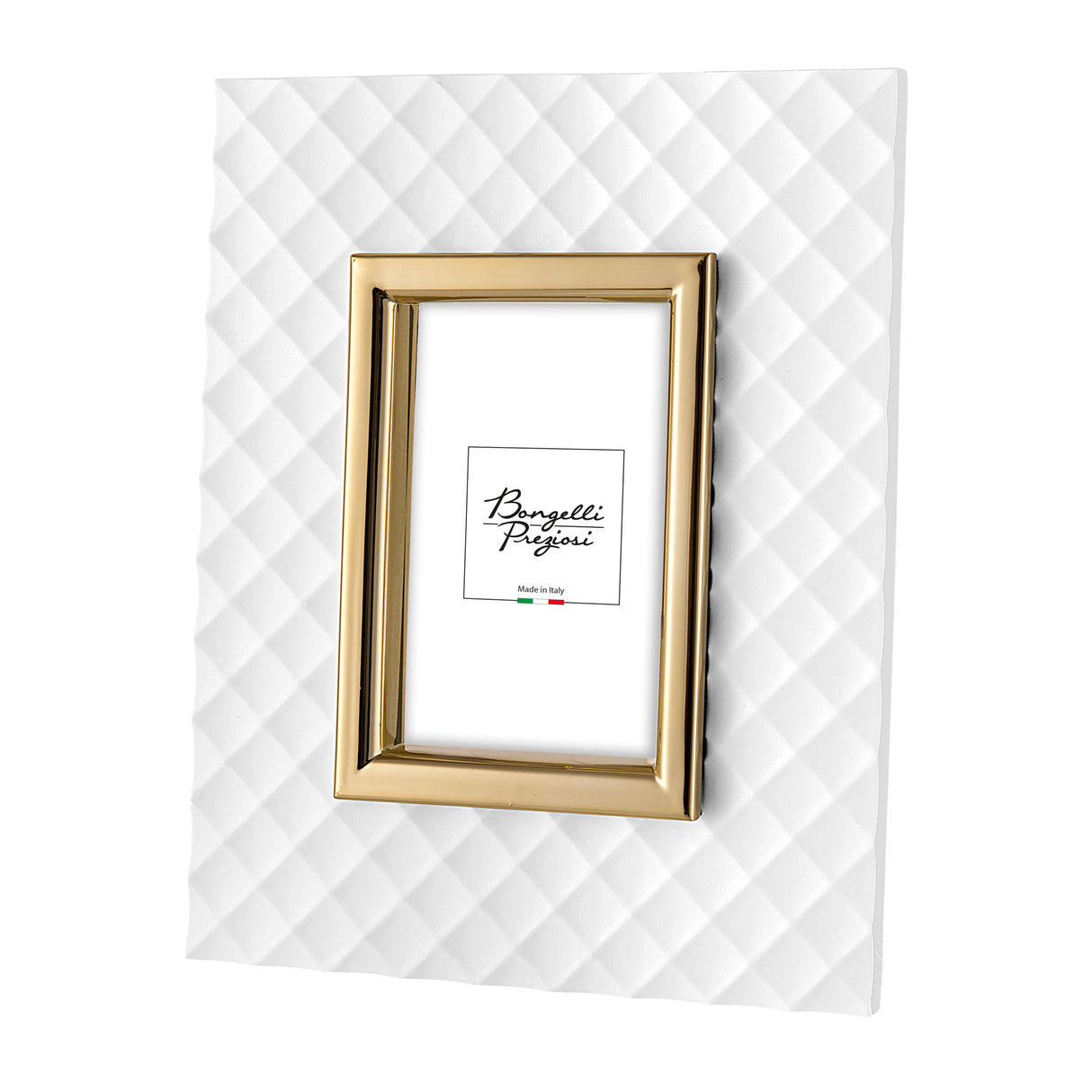 BONGELLI PREZIOSI Portafoto Moderno in Marmorino Bianco Oro 13x18cm