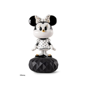 Scultura Minnie Lladrò in porcellana bianca e nera con dettagli oro 31x17 cm
