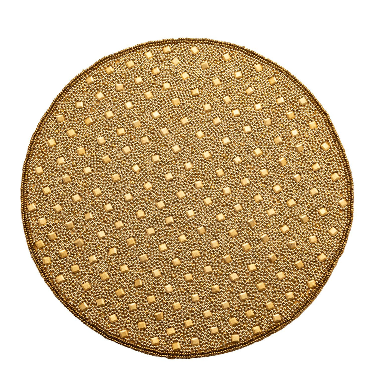 PALAIS ROYAL Tovaglietta Natalizia Rotonda Set 2 Pezzi Oro 35cm Ricamato con Perline