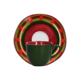 ROSES &amp; TULIPS - Cozy Cottage Christmas Coffee Cup and Saucer 100ml Green