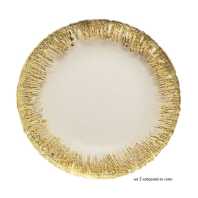 Sottopiatto Noel by Lamart in vetro bianco e oro 32 cm set 2 pezzi