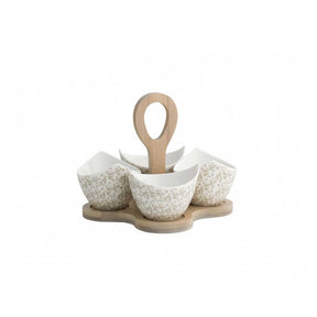 Antipastiera Ricciolo di Fata Brandani in porcellana e bamboo 17 cm