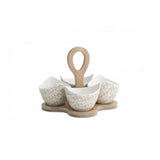 BRANDANI - Antipastiera 4 Pezzi Riccioli di Fata Porcellana Bamboo 17x17x14cm