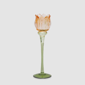 Portacandela Tulipano EDG in vetro arancio 27x8 cm