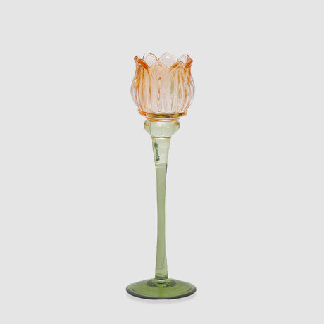 Portacandela Tulipano EDG in vetro arancio 27x8 cm