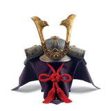 Elmetto Samurai Lladrò in porcellana nera opaca con dettagli oro 35x30 cm