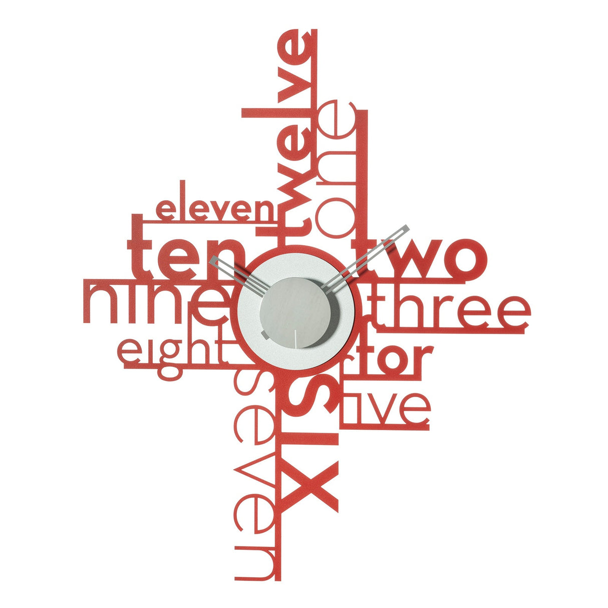 ARTI & MESTIERI Orologio da Parete Particolare Lettering Rosso E Bianco Marmo