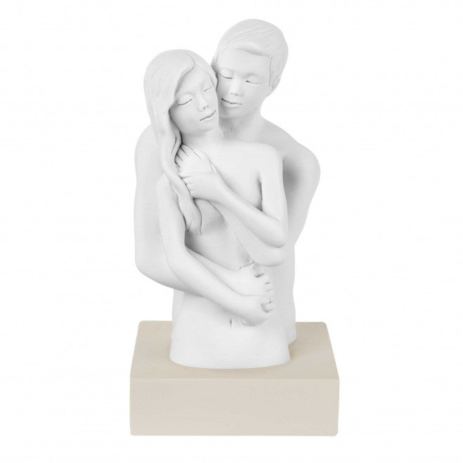 BONGELLI PREZIOSI Scultura Statua Busto Coppia 15cm Nocciola Marmorino